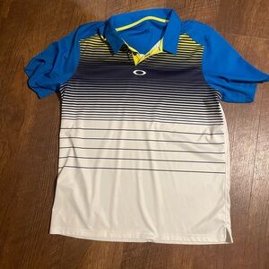 Oakley Men's Gradient Blue and Yellow Polo Shirt